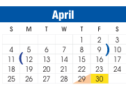 District School Academic Calendar for Bowie Elementary for April 2027