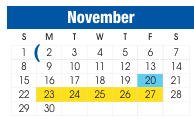 District School Academic Calendar for Bowie Elementary for November 2026