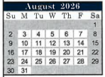 District School Academic Calendar for Purvis Elementary School for August 2026