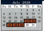 District School Academic Calendar for Purvis Elementary School for July 2026