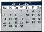 District School Academic Calendar for Purvis Elementary School for June 2027