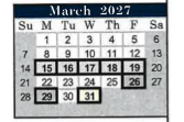 District School Academic Calendar for Purvis Elementary School for March 2027
