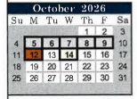 District School Academic Calendar for Purvis Elementary School for October 2026