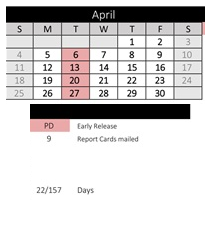 District School Academic Calendar for Endeavour Middle for April 2027