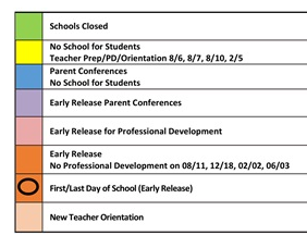 District School Academic Calendar Legend for Endeavour Middle