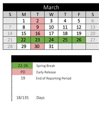 District School Academic Calendar for Endeavour Middle for March 2027