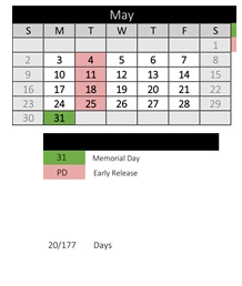 District School Academic Calendar for Endeavour Middle for May 2027