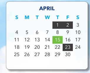 District School Academic Calendar for Lyons School for April 2027