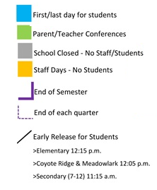 District School Academic Calendar Legend for Anderson Elementary