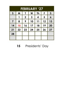 District School Academic Calendar for Calabasas High for February 2027