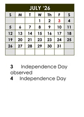 District School Academic Calendar for Calabasas High for July 2026