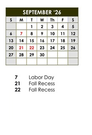 District School Academic Calendar for Calabasas High for September 2026