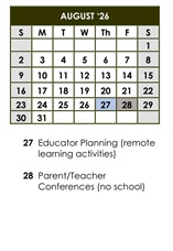 District School Academic Calendar for Cesar Chavez Elem for August 2026