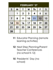 District School Academic Calendar for Cesar Chavez Elem for February 2027