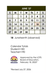 District School Academic Calendar for Cesar Chavez Elem for June 2027
