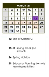 District School Academic Calendar for Cesar Chavez Elem for March 2027
