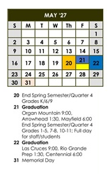 District School Academic Calendar for Cesar Chavez Elem for May 2027