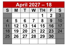 District School Academic Calendar for Bridge Academy Chart for April 2027