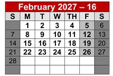 District School Academic Calendar for Bridge Academy Chart for February 2027