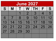District School Academic Calendar for Bridge Academy Chart for June 2027