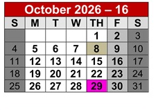 District School Academic Calendar for Bridge Academy Chart for October 2026
