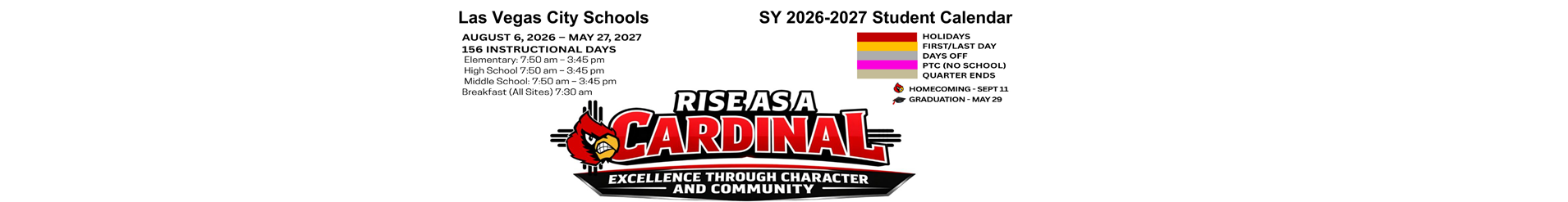 District School Academic Calendar for Bridge Academy Chart