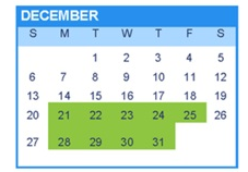 District School Academic Calendar for Green (william) Elementary for December 2026