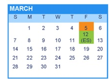 District School Academic Calendar for Green (william) Elementary for March 2027