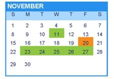 District School Academic Calendar for Green (william) Elementary for November 2026