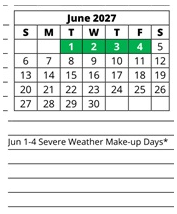 District School Academic Calendar for Cape Elementary School for June 2027
