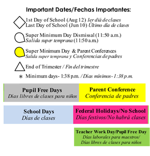 District School Academic Calendar Legend for Dolores Huerta Elementary