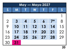 District School Academic Calendar for Dolores Huerta Elementary for May 2027