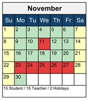 District School Academic Calendar for Hawks Rise Elementary School for November 2026