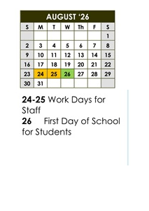 District School Academic Calendar for Centennial Elementary School for August 2026