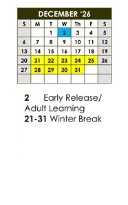District School Academic Calendar for Centennial Elementary School for December 2026