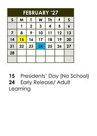 District School Academic Calendar for Centennial Elementary School for February 2027