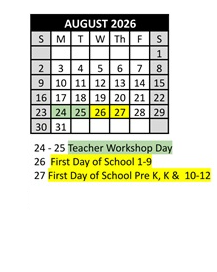 District School Academic Calendar for Lewiston High School for August 2026