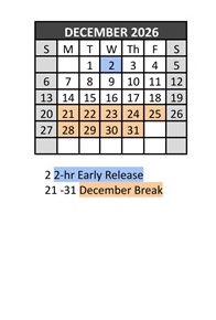 District School Academic Calendar for Lewiston High School for December 2026