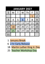 District School Academic Calendar for Lewiston High School for January 2027