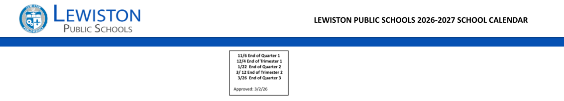 District School Academic Calendar Key for Lewiston High School