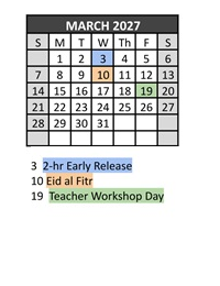 District School Academic Calendar for Lewiston High School for March 2027