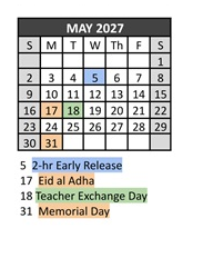 District School Academic Calendar for Lewiston High School for May 2027