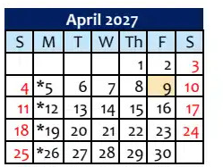District School Academic Calendar for Lincoln High for April 2027