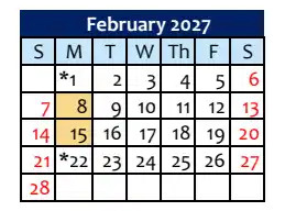 District School Academic Calendar for Lincoln High for February 2027