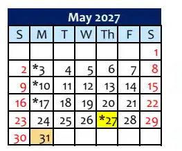 District School Academic Calendar for Lincoln High for May 2027