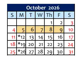 District School Academic Calendar for Lincoln High for October 2026