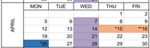 District School Academic Calendar for Toledo Elementary School for April 2027