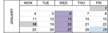 District School Academic Calendar for Toledo Elementary School for January 2027