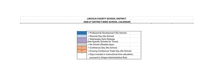 District School Academic Calendar Key for Toledo Elementary School