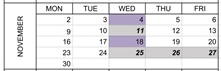 District School Academic Calendar for Toledo Elementary School for November 2026